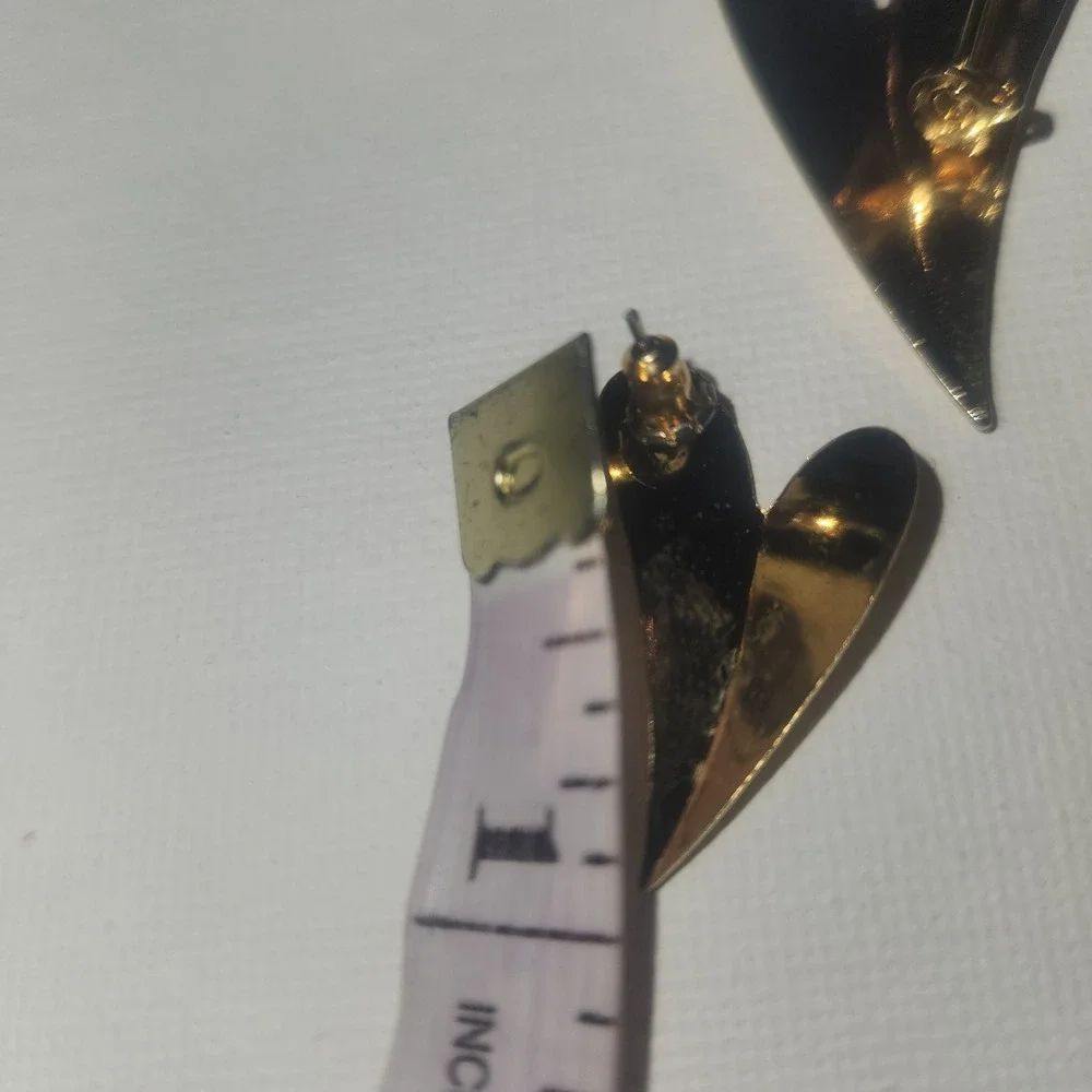 Gold Tone Heart Shape Pin Brooch‎ and Matching Earrings Set